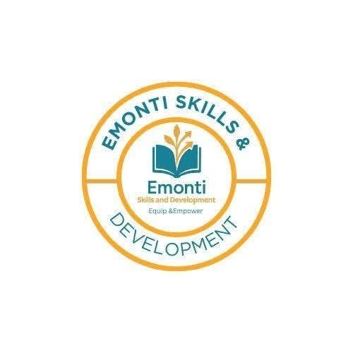 round logo with book and wheat emblem for Emonti Skills Development